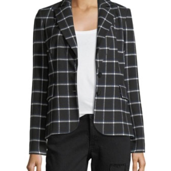 DEREK LAM 10 CROSBY Grid-Print Two-Button Blazer w/ Elbow Patches - Picture 3 of 3